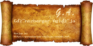 Günszberger Aglája névjegykártya